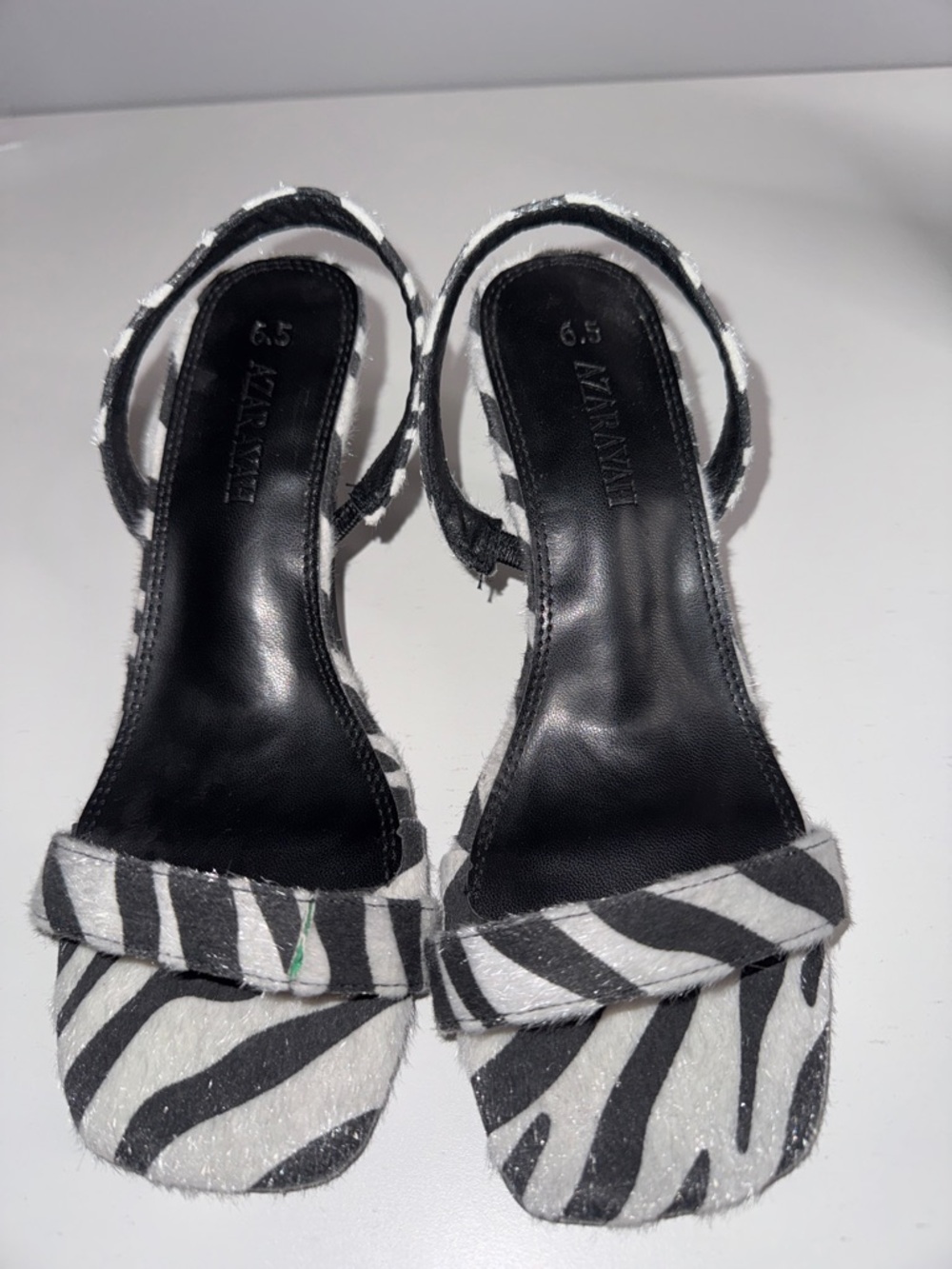 AZARAYAH Zebra Print Faux Fur Slingback Heels – Size 6.5